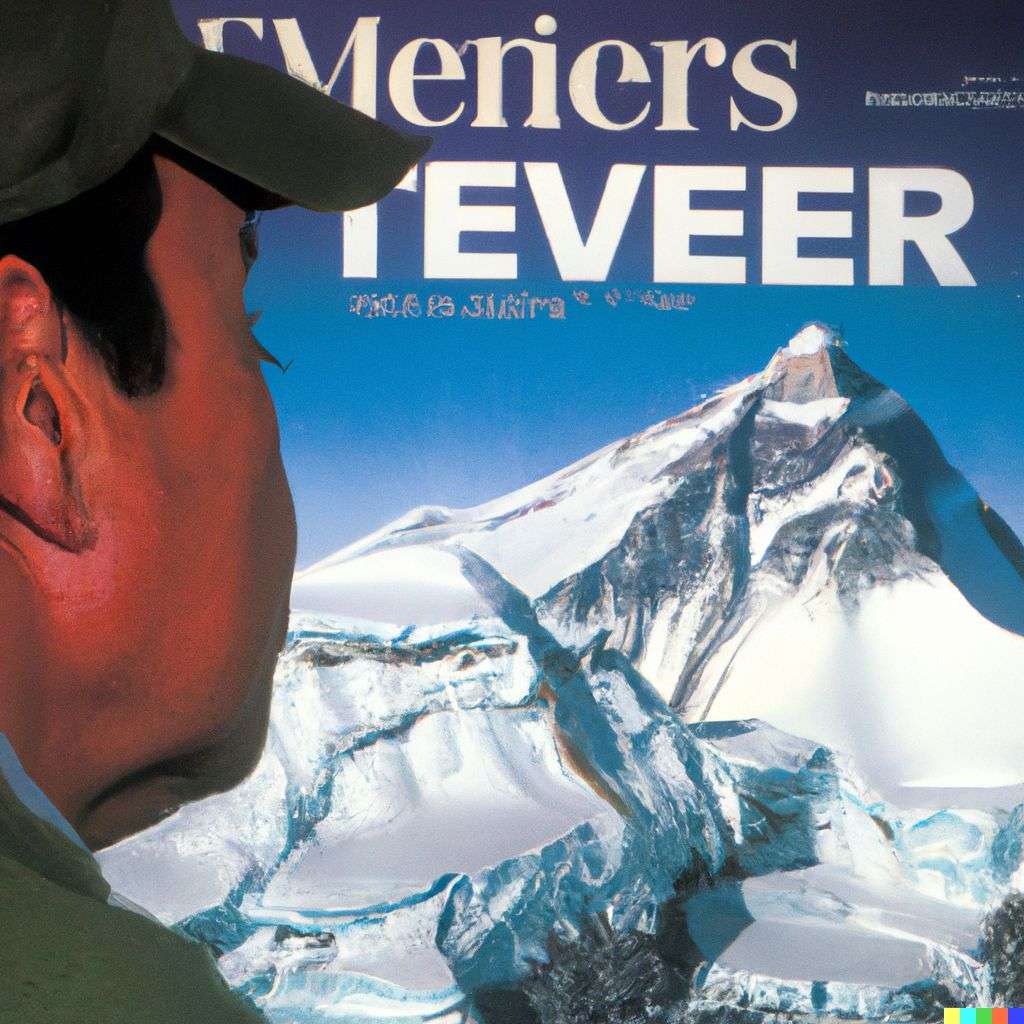 someone gazing at Mount Everest, front cover of Time magazine, 2000